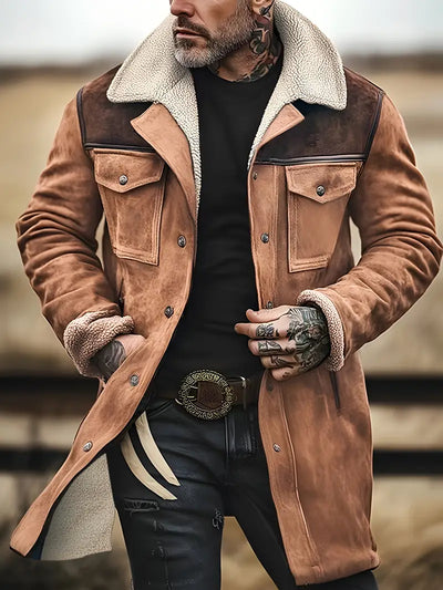 Herren Slim Fit Mid-Long Jacke – Taschen  Stehkragen