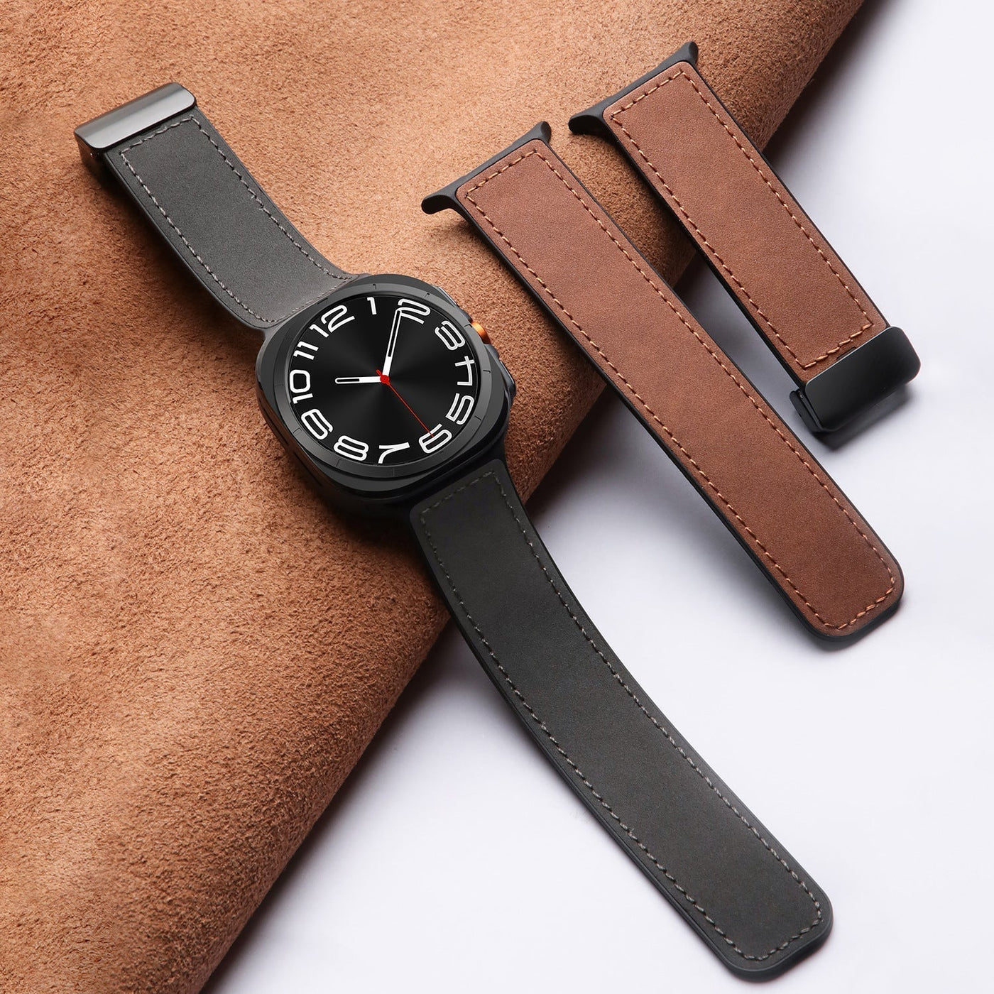 Silikon-Magnet-Lederarmband für Samsung Watch Ultra