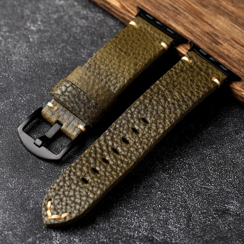 ArmyGreen Strukturiertes Lederarmband für die Apple Watch