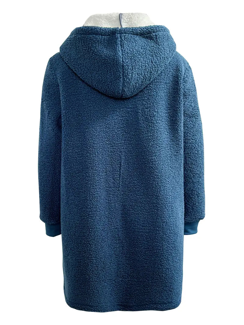 Teddyjacke mit Kapuze Flauschige Zip-up Jacke