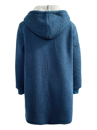 Teddyjacke mit Kapuze Flauschige Zip-up Jacke