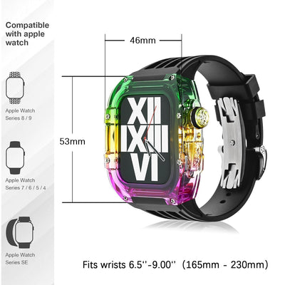 RM V30 Glacier Series Fluororubber Multicolor Gehäuse Gummiband Mod Kit Für Apple Watch - Transparenz