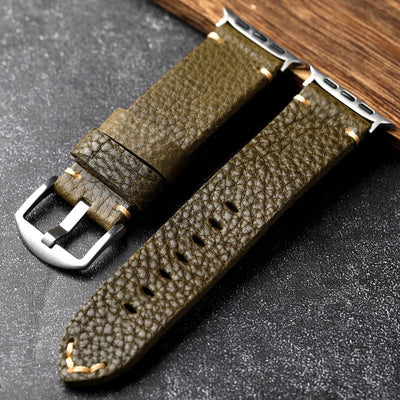 ArmyGreen Strukturiertes Lederarmband für die Apple Watch