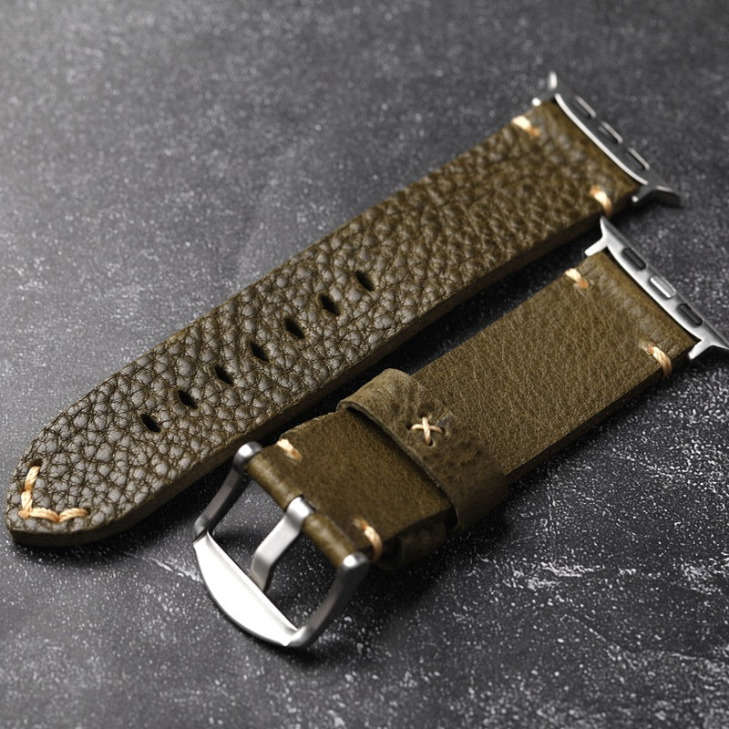 ArmyGreen Strukturiertes Lederarmband für die Apple Watch