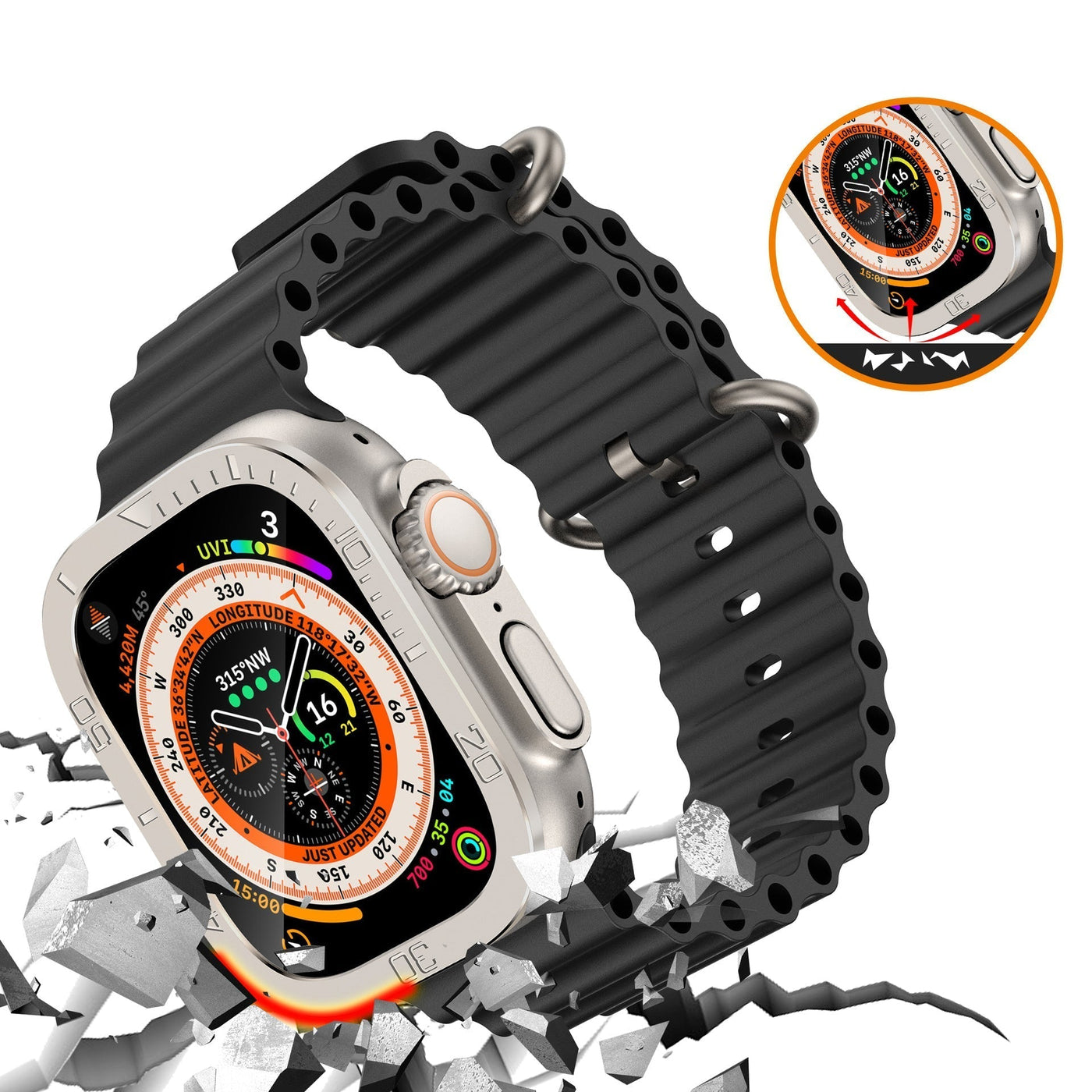Tempered Glass Screen Protector Vollständiger Schutz für Apple Watch Ultra / Ultra2
