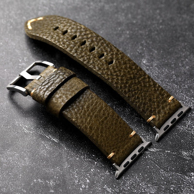 ArmyGreen Strukturiertes Lederarmband für die Apple Watch