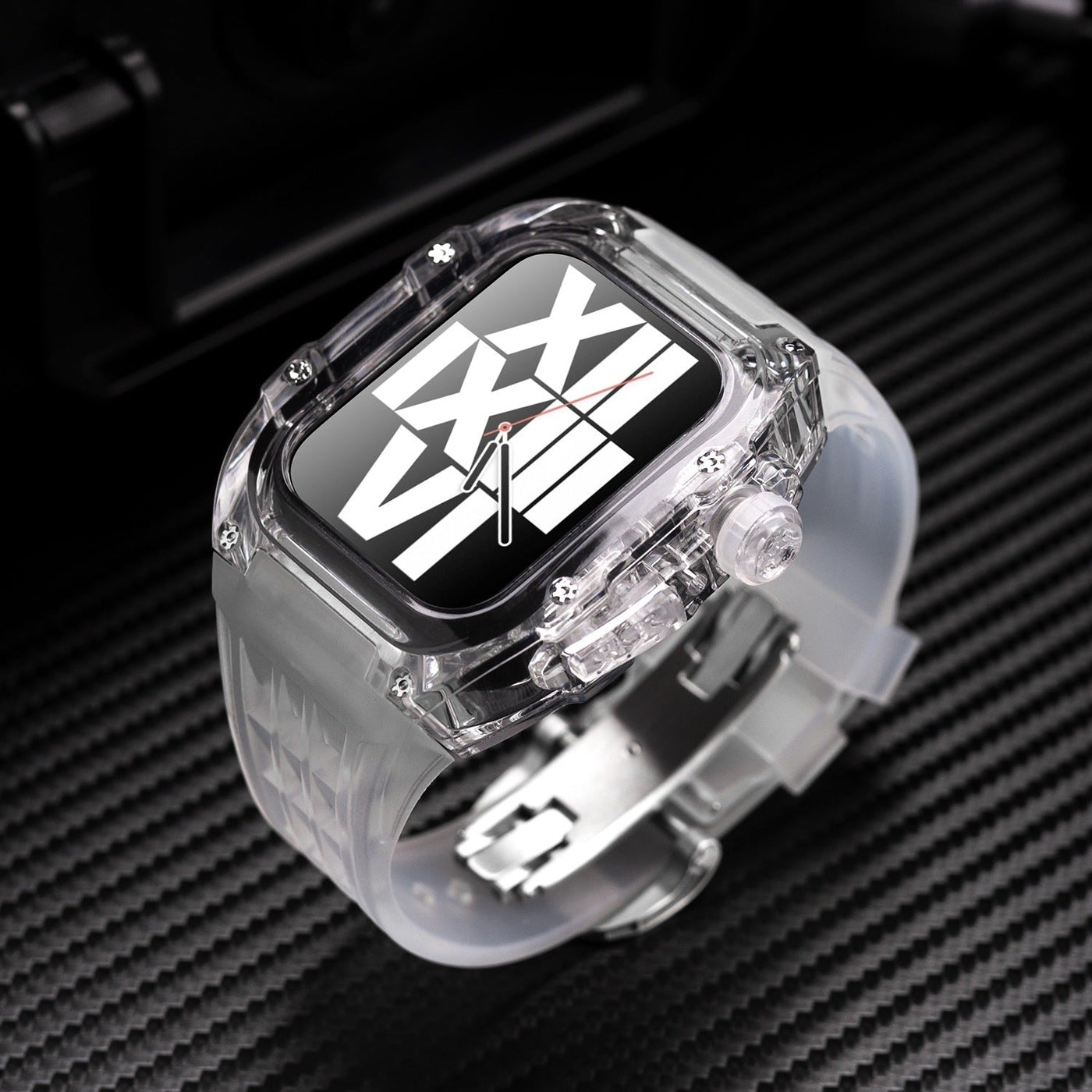 RM V30 Glacier Series Fluororubber Transparent Case Rubber Band Mod Kit Für Apple Watch