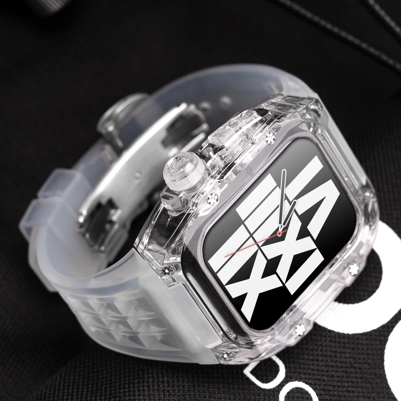RM V30 Glacier Series Fluororubber Transparent Case Rubber Band Mod Kit Für Apple Watch