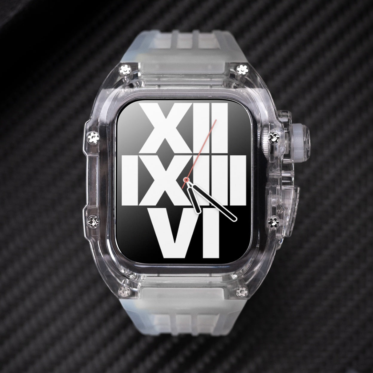 RM V30 Glacier Series Fluororubber Transparent Case Rubber Band Mod Kit Für Apple Watch