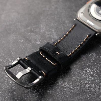 Schwarzes Genähtes Lederarmband