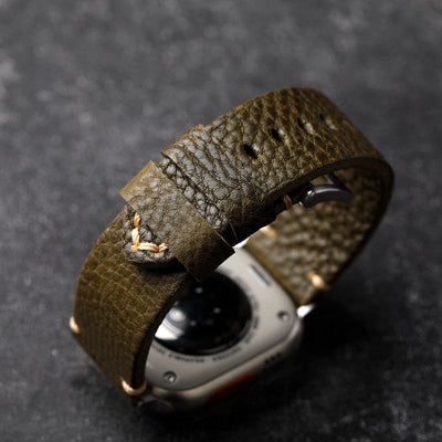 ArmyGreen Strukturiertes Lederarmband für die Apple Watch