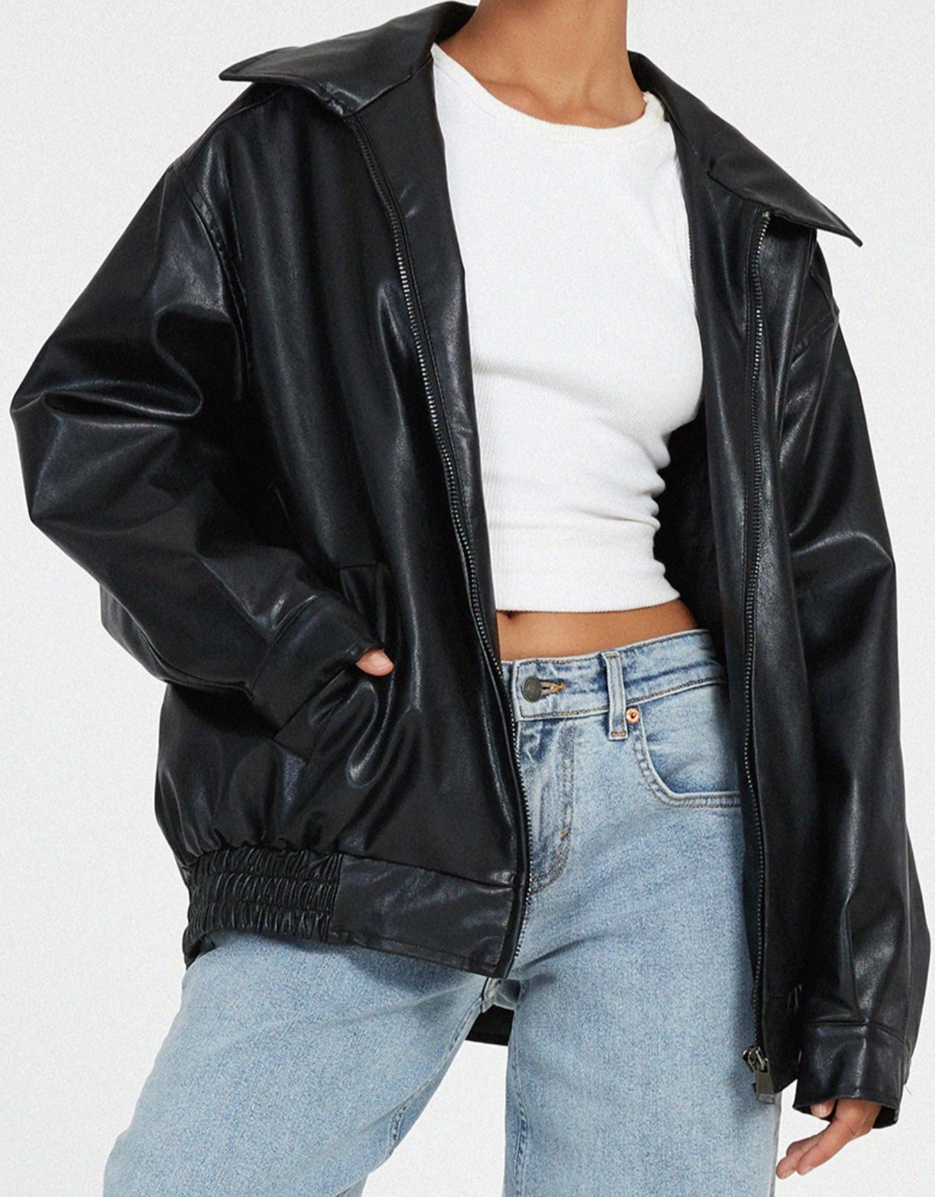 Sophia | Lässige Lederjacke in Übergröße