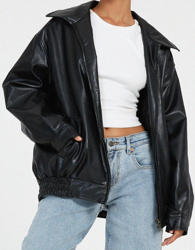 Sophia | Lässige Lederjacke in Übergröße