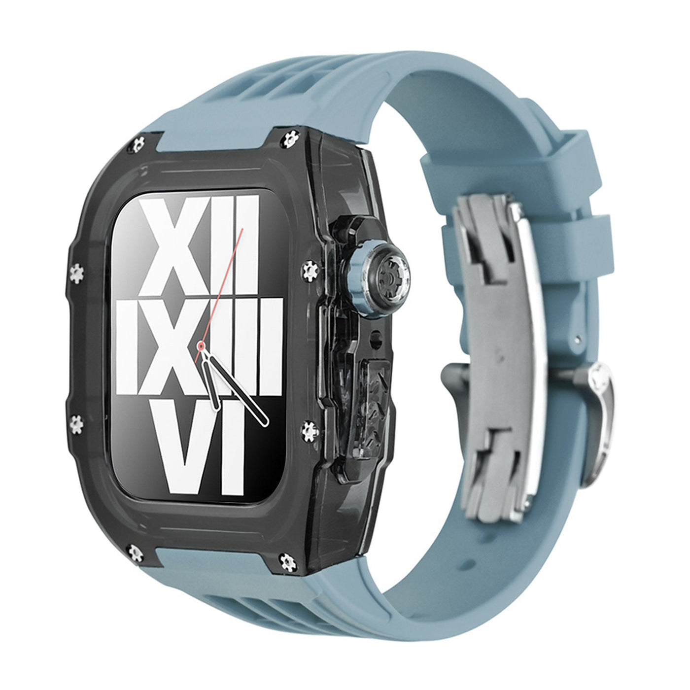 RM V30 Glacier Series Fluororubber Schwarzes Gehäuse Gummiband Mod Kit Für Apple Watch