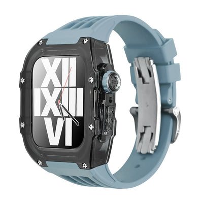 RM V30 Glacier Series Fluororubber Schwarzes Gehäuse Gummiband Mod Kit Für Apple Watch