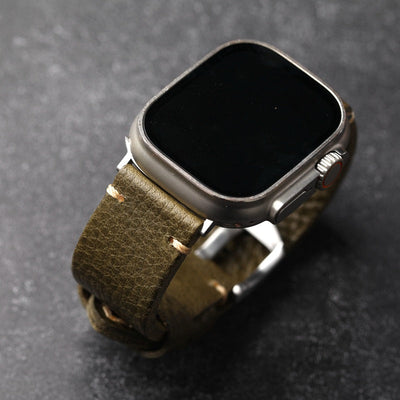 ArmyGreen Strukturiertes Lederarmband für die Apple Watch
