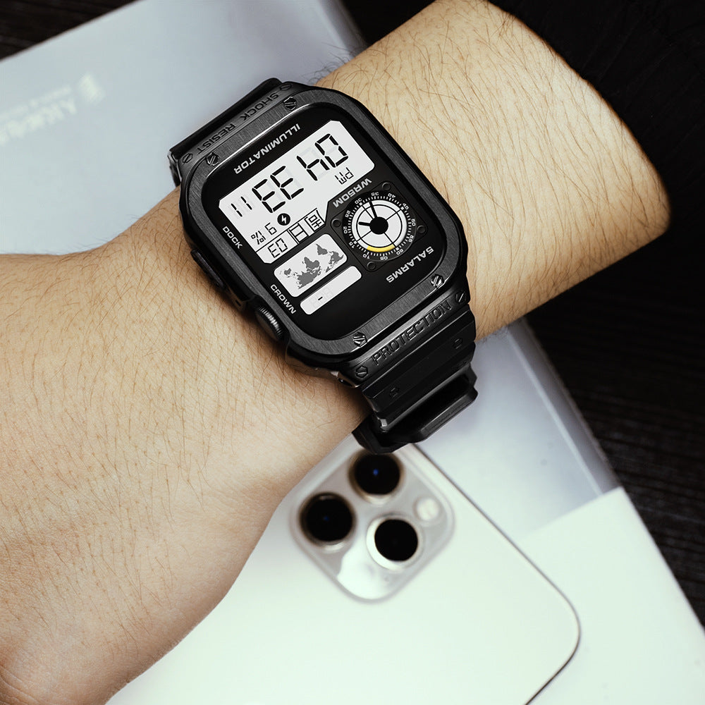 Silikonarmband mit Edelstahlgehäuse für die Apple Watch