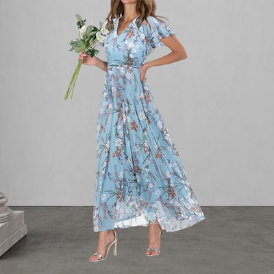 Lauretta | Elegantes Blumen Kleid mit kurzen Ärmeln für stilvolle Auftritte