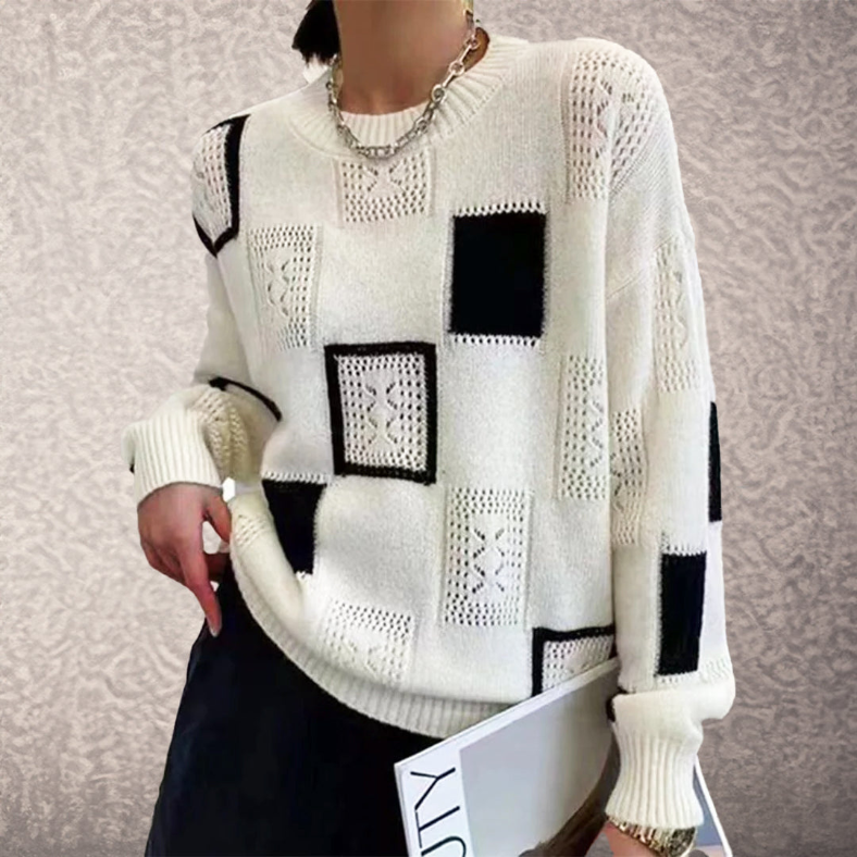 Sophie | Eleganter Patchwork-Strickpullover für Damen