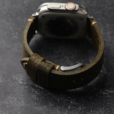 ArmyGreen Strukturiertes Lederarmband für die Apple Watch