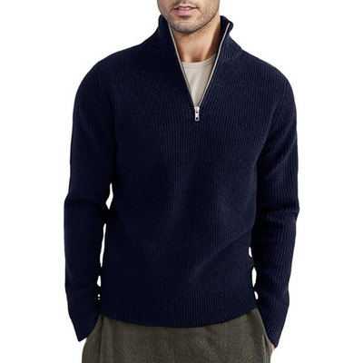 Gerippter Reißverschluss-Strickpullover Für Herren