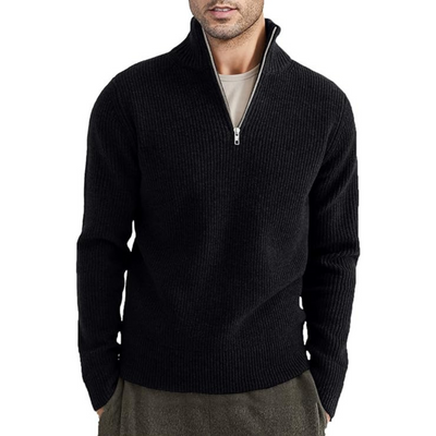 Gerippter Reißverschluss-Strickpullover Für Herren