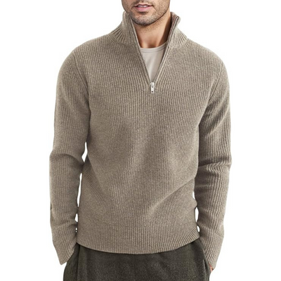 Gerippter Reißverschluss-Strickpullover Für Herren