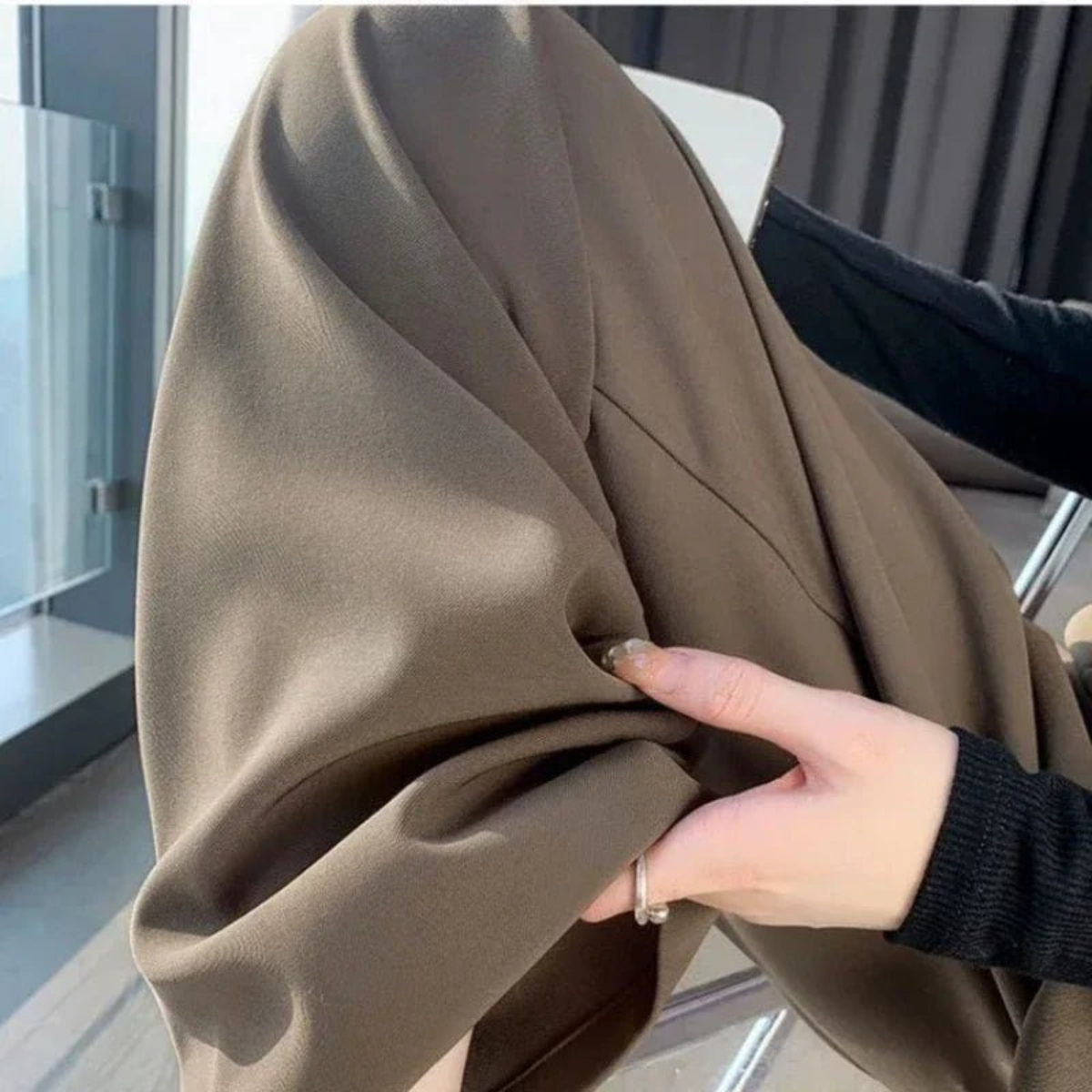 Hochgeschnittene Weitbein-Hose Für Damen