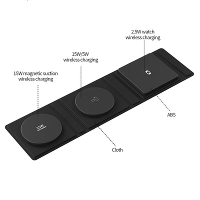 T31-Schnell faltbares 3-in-1 Wireless Charger