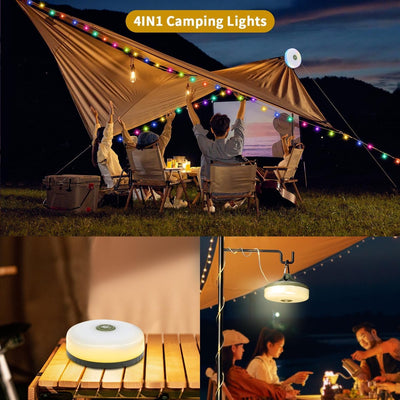 CampGlow™ | 4-in-1 Campinglampe mit RGB-Lichterketten und Powerbank