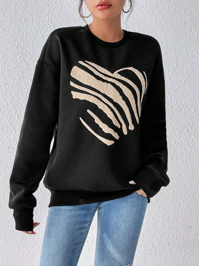 Camille – Herz Print Damen Sweatshirt
