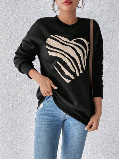 Camille – Herz Print Damen Sweatshirt