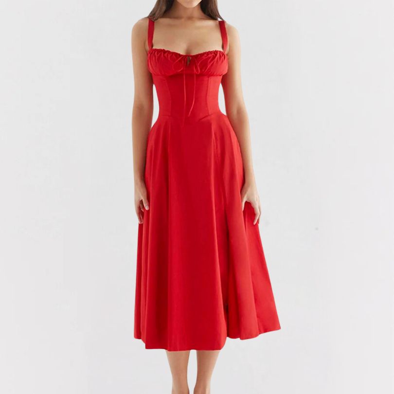 Isadora | Raffiniertes Midiformende Kleid mit Schlitz