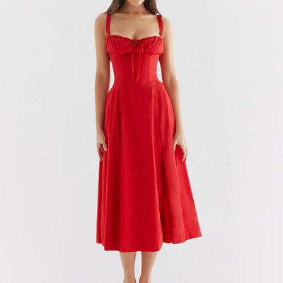 Isadora | Raffiniertes Midiformende Kleid mit Schlitz