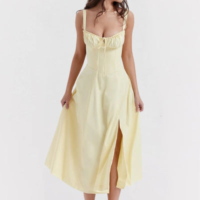 Isadora | Raffiniertes Midiformende Kleid mit Schlitz