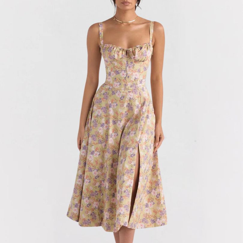 Isadora | Raffiniertes Midiformende Kleid mit Schlitz