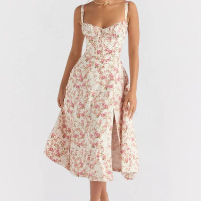 Isadora | Raffiniertes Midiformende Kleid mit Schlitz