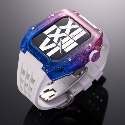 RM V30 Glacier Series Fluororubber Multicolor Gehäuse Gummiband Mod Kit Für Apple Watch - Transparenz