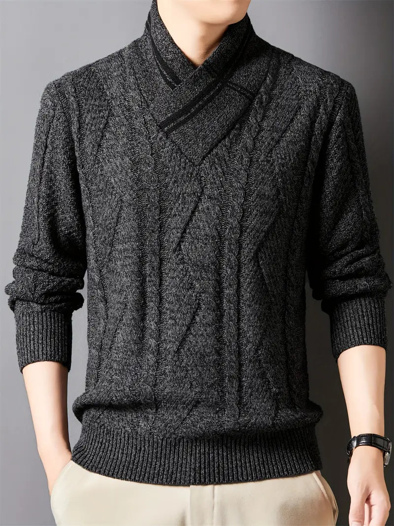 Strickpullover mit Stehkragen – Lässig, Warm, Kabelstrickmuster, Langarm