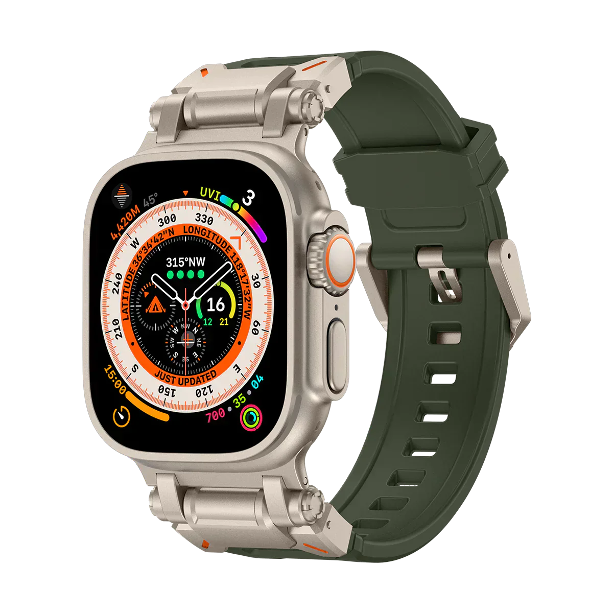 Neues Titan-Metallkopf-Silikonband für die Apple Watch