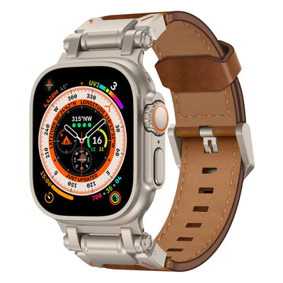 Neue Titan-Metallkopf-Lederarmband für Apple Watch