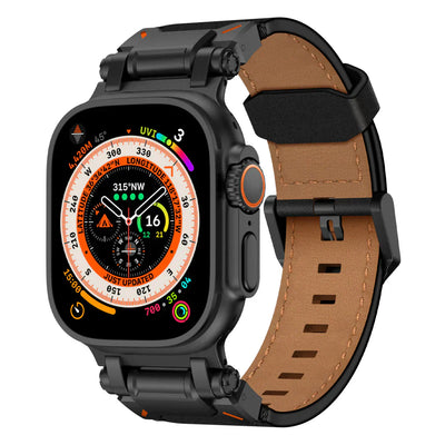 Neue Titan-Metallkopf-Lederarmband für Apple Watch