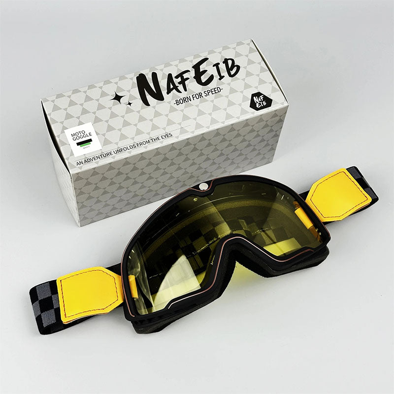 Retro Motorradbrille - Über Brille tragbar