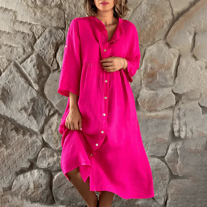 Cecilia | Luftiges Baumwolle und Leinen Kleid für den Alltag