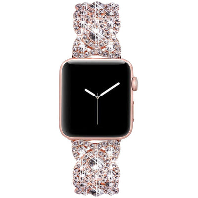 Blumen-Metall-Diamant-Armband für die Apple Watch