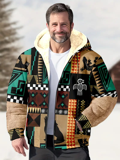 Herren Hoodie mit Tribal-Muster – 3D-Druck Fleecejacke für Herbst/Winter