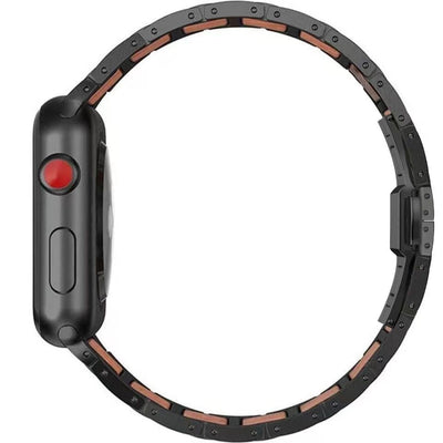 Natürliche Rote Sandelholz- & Metall-Uhrenarmband