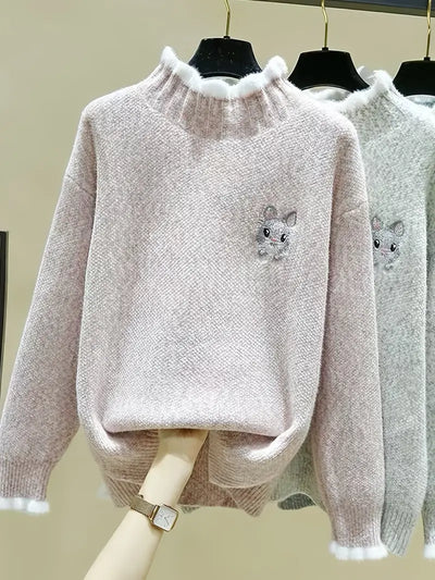 Kuscheliger Chenille-Pullover mit halbhohem Ausschnitt