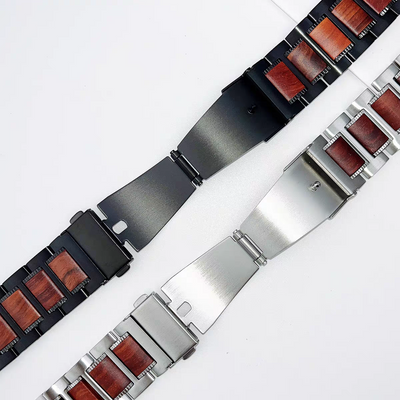 Natürliche Rote Sandelholz- & Metall-Uhrenarmband