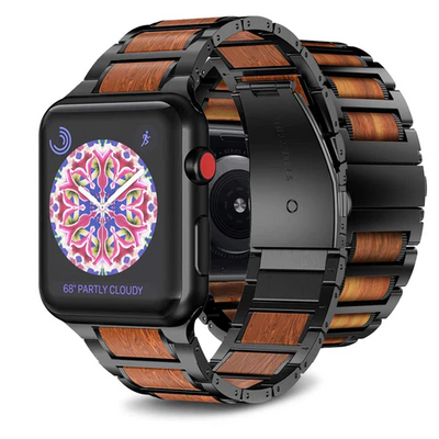 Natürliche Rote Sandelholz- & Metall-Uhrenarmband